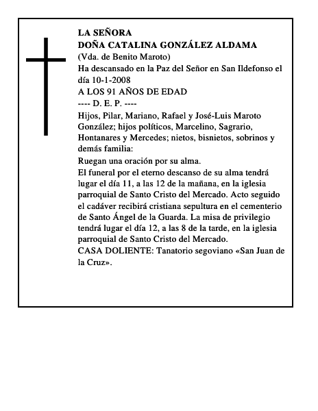 DOÑA CATALINA GONZÁLEZ ALDAMA