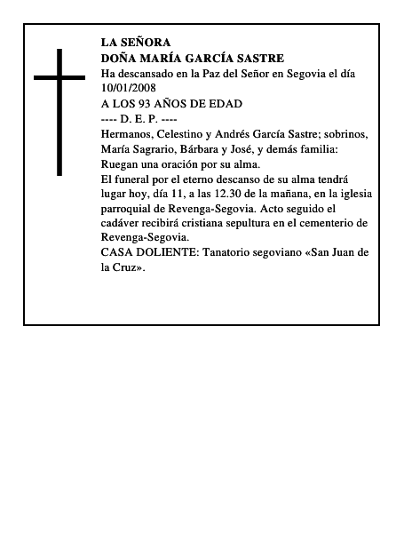 DOÑA MARÍA GARCÍA SASTRE