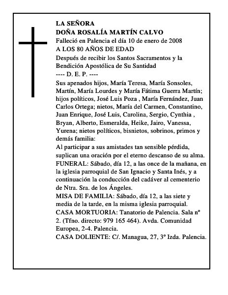 DOÑA ROSALÍA MARTÍN CALVO