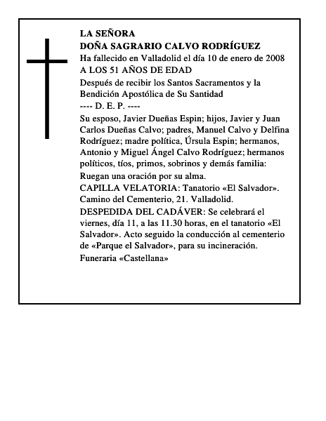 DOÑA SAGRARIO CALVO RODRÍGUEZ