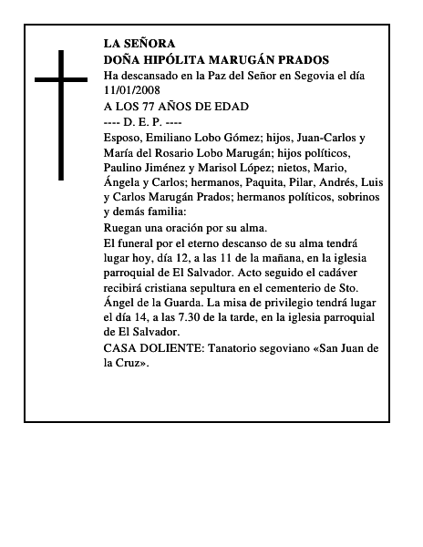 DOÑA HIPÓLITA MARUGÁN PRADOS