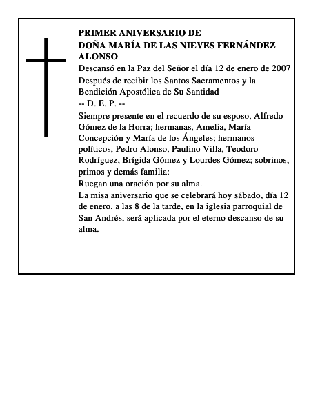 DOÑA MARÍA DE LAS NIEVES FERNÁNDEZ ALONSO