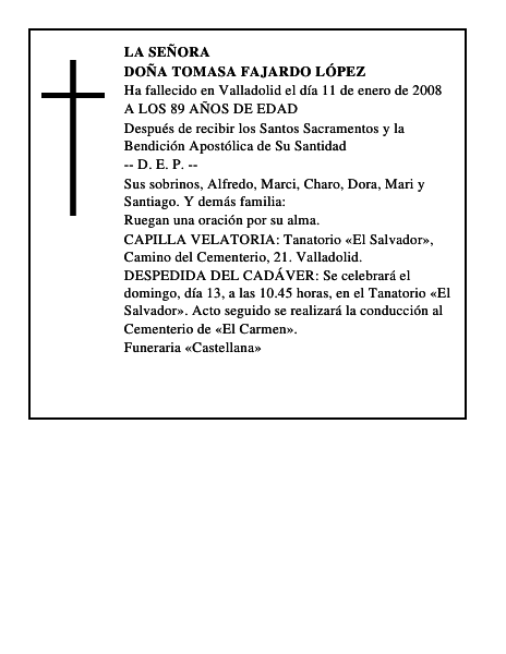 DOÑA TOMASA FAJARDO LÓPEZ