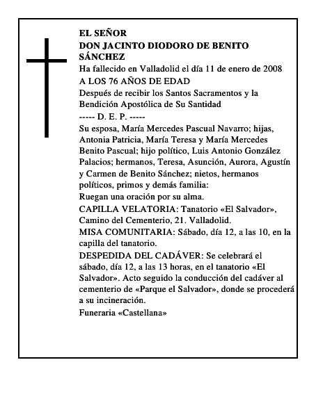 DON JACINTO DIODORO DE BENITO SÁNCHEZ