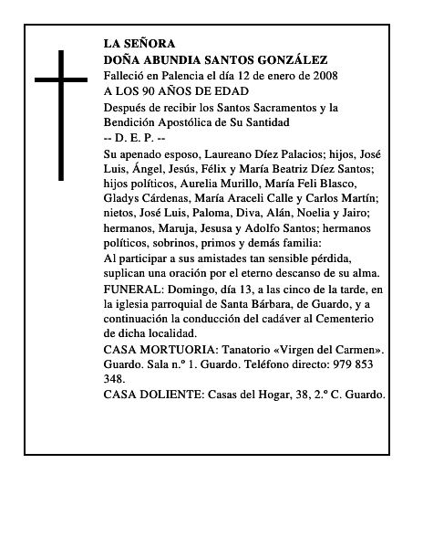 DOÑA ABUNDIA SANTOS GONZÁLEZ
