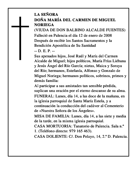 DOÑA MARÍA DEL CARMEN DE MIGUEL NORIEGA