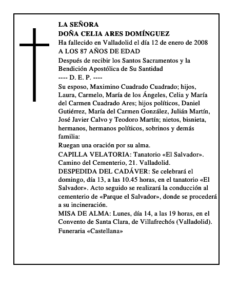 DOÑA CELIA ARES DOMÍNGUEZ