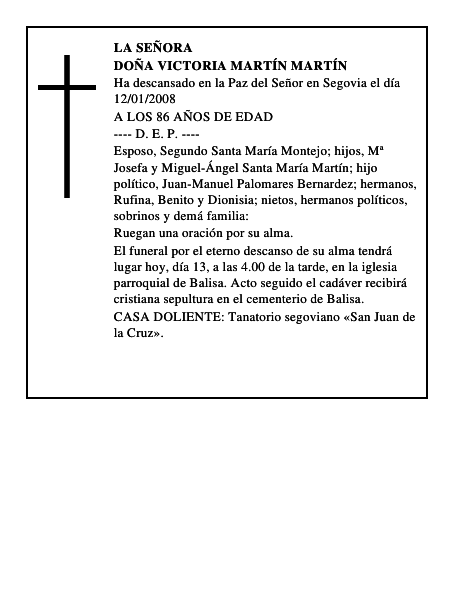 DOÑA VICTORIA MARTÍN MARTÍN