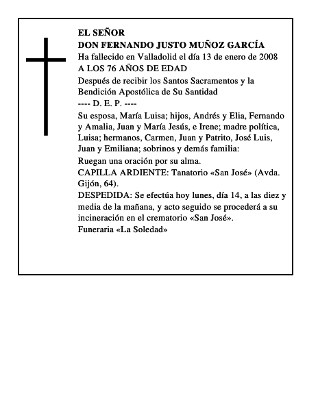 DON FERNANDO JUSTO MUÑOZ GARCÍA