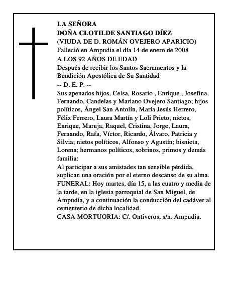 DOÑA CLOTILDE SANTIAGO DÍEZ