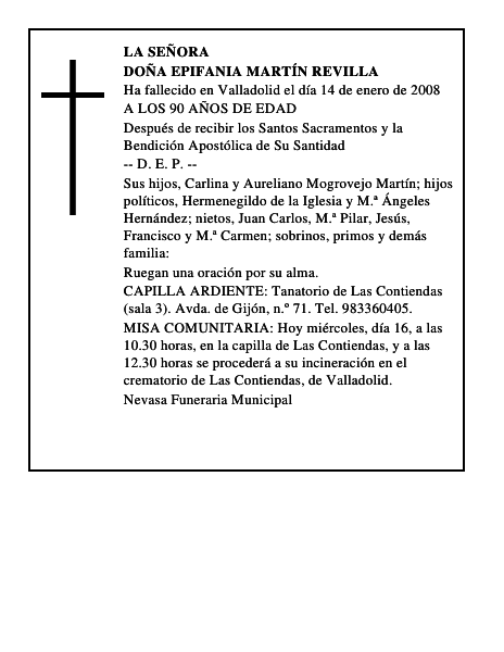 DOÑA EPIFANIA MARTÍN REVILLA