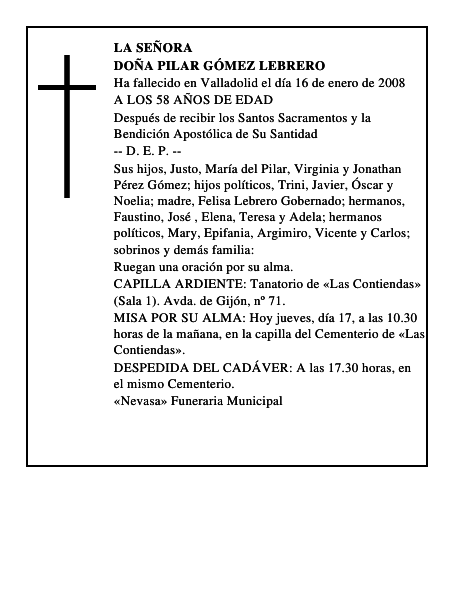 DOÑA PILAR GÓMEZ LEBRERO