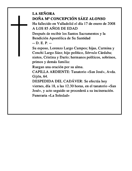 DOÑA Mª CONCEPCIÓN SÁEZ ALONSO