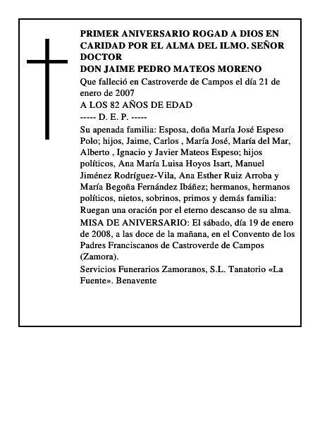 DON JAIME PEDRO MATEOS MORENO