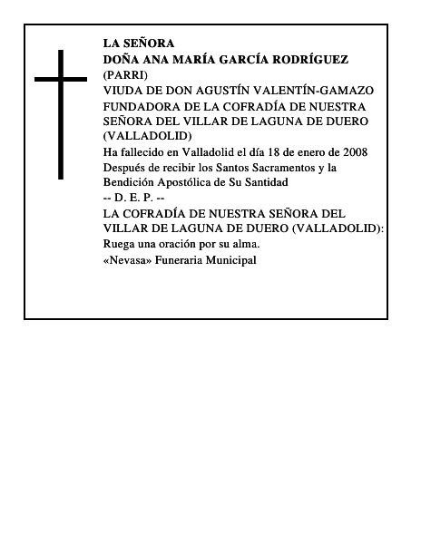 DOÑA ANA MARÍA GARCÍA RODRÍGUEZ