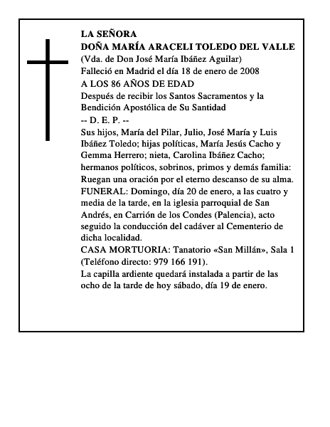 DOÑA MARÍA ARACELI TOLEDO DEL VALLE