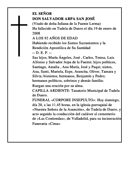 DON SALVADOR ARPA SAN JOSÉ