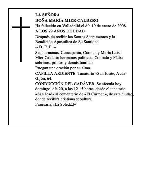 DOÑA MARÍA MIER CALDERO