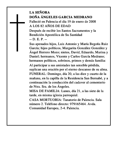 DOÑA ÁNGELES GARCIA MEDRANO