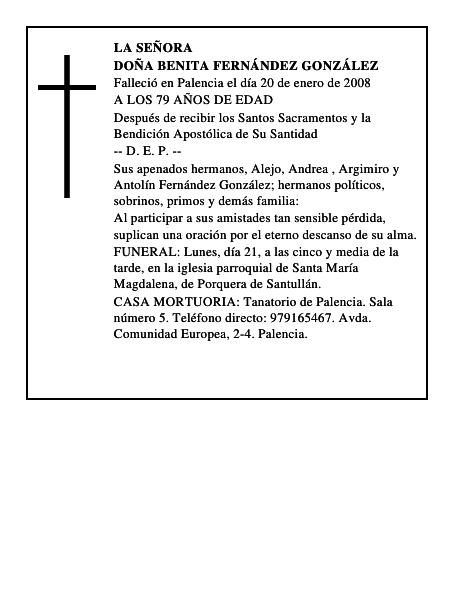 DOÑA BENITA FERNÁNDEZ GONZÁLEZ