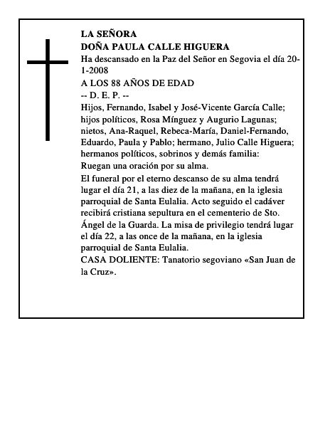 DOÑA PAULA CALLE HIGUERA