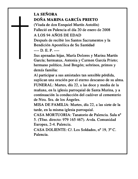 DOÑA MARINA GARCÍA PRIETO