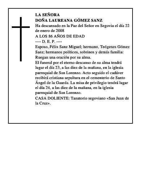 DOÑA LAUREANA GÓMEZ SANZ