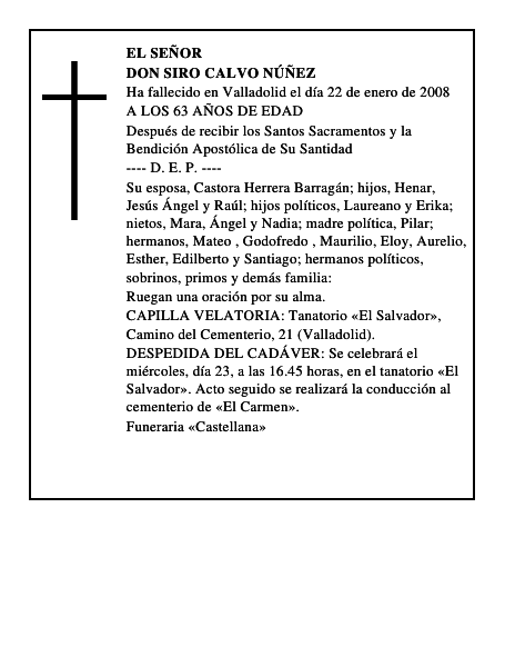 DON SIRO CALVO NÚÑEZ