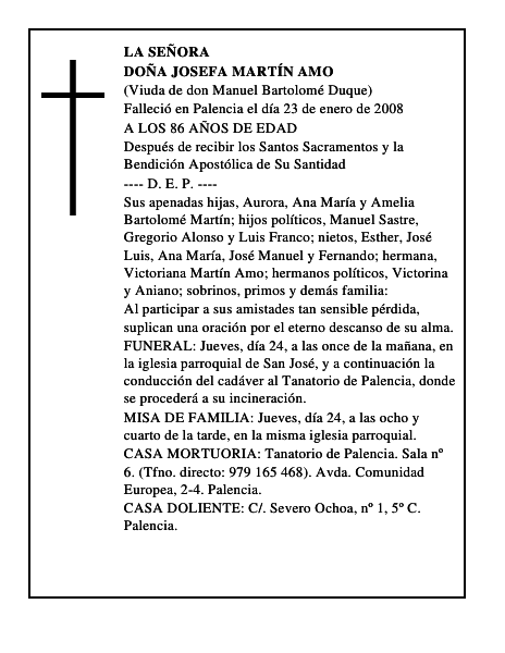 DOÑA JOSEFA MARTÍN AMO