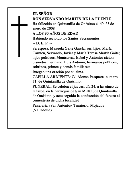 DON SERVANDO MARTÍN DE LA FUENTE