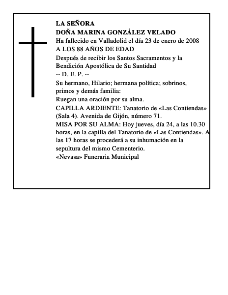 DOÑA MARINA GONZÁLEZ VELADO