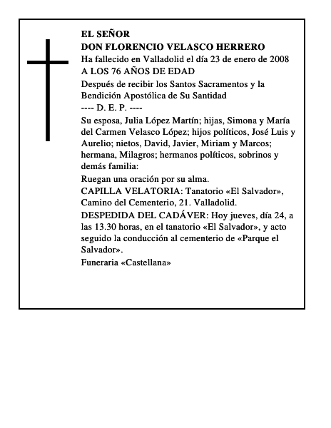 DON FLORENCIO VELASCO HERRERO