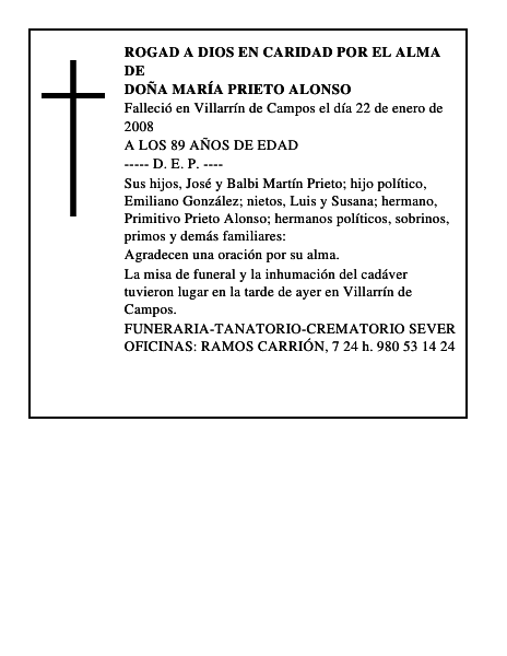 DOÑA MARÍA PRIETO ALONSO