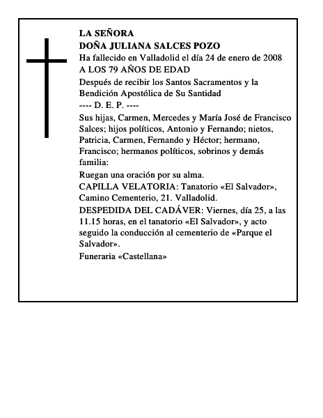 DOÑA JULIANA SALCES POZO
