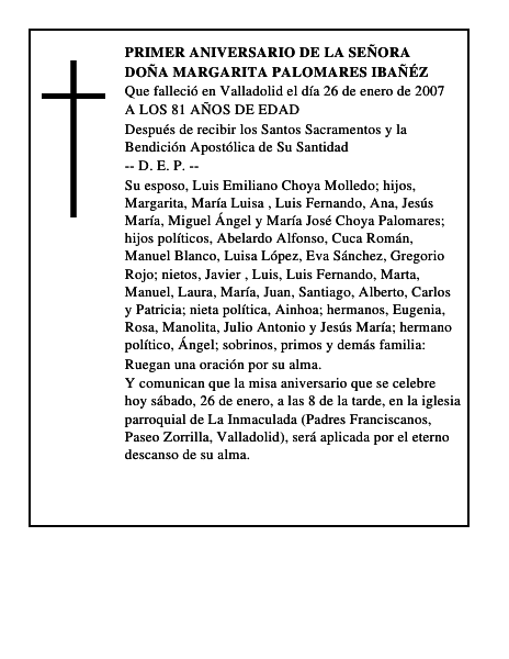 DOÑA MARGARITA PALOMARES IBAÑÉZ