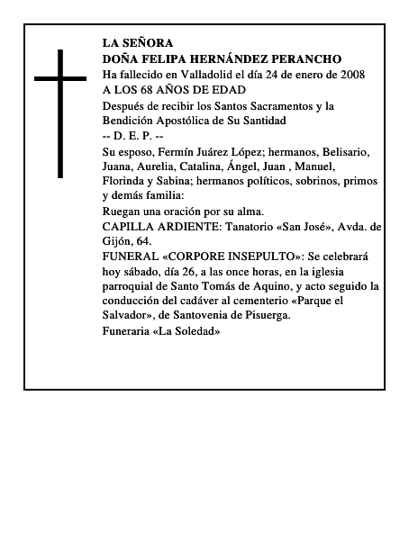 DOÑA FELIPA HERNÁNDEZ PERANCHO