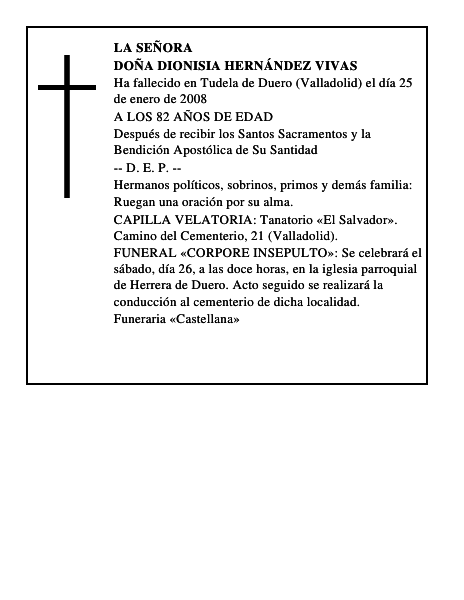 DOÑA DIONISIA HERNÁNDEZ VIVAS