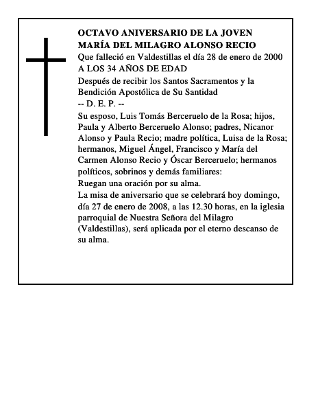 MARÍA DEL MILAGRO ALONSO RECIO