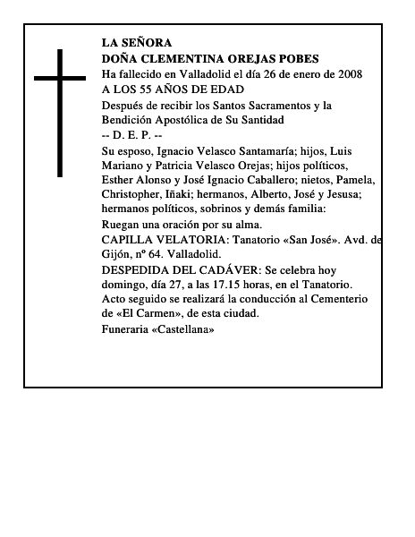 DOÑA CLEMENTINA OREJAS POBES