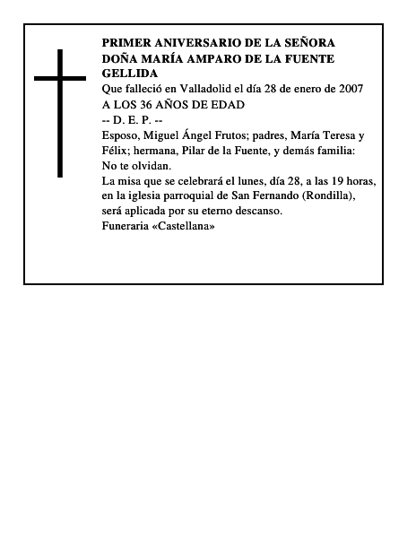 DOÑA MARÍA AMPARO DE LA FUENTE GELLIDA