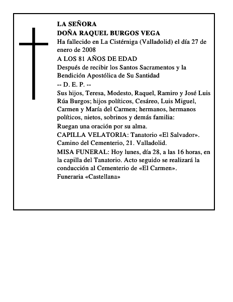 DOÑA RAQUEL BURGOS VEGA