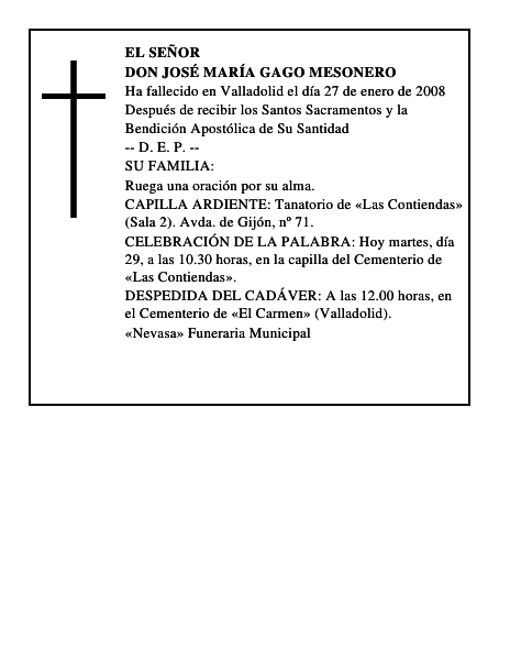 DON JOSÉ MARÍA GAGO MESONERO