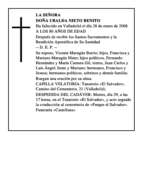 DOÑA UBALDA NIETO BENITO
