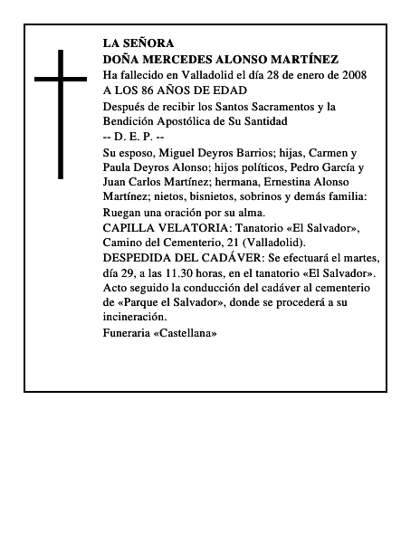 DOÑA MERCEDES ALONSO MARTÍNEZ