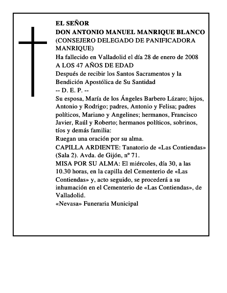 DON ANTONIO MANUEL MANRIQUE BLANCO
