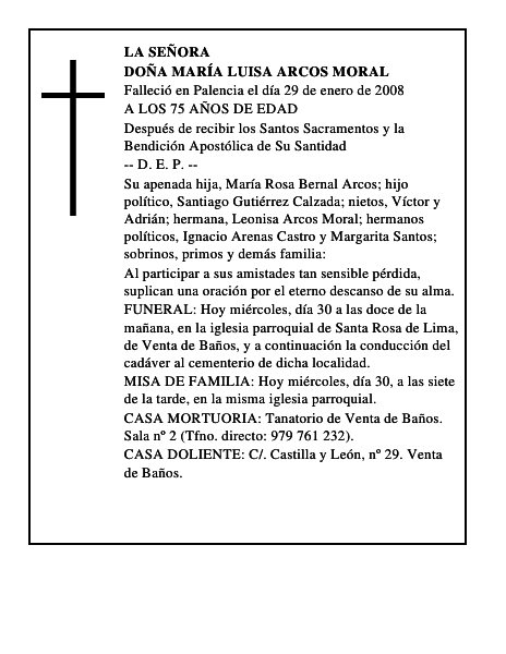 DOÑA MARÍA LUISA ARCOS MORAL