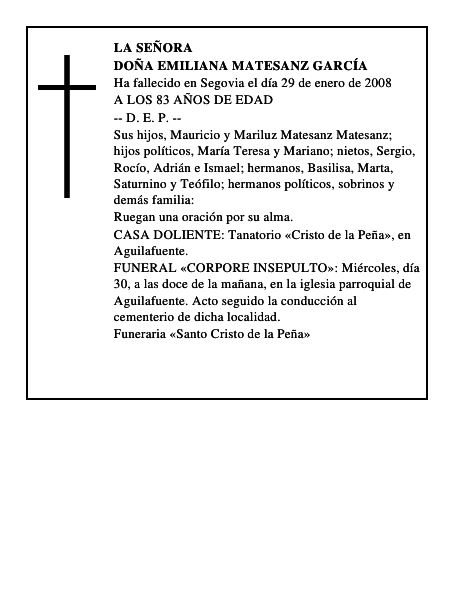 DOÑA EMILIANA MATESANZ GARCÍA
