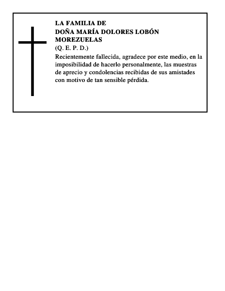DOÑA MARÍA DOLORES LOBÓN MOREZUELAS