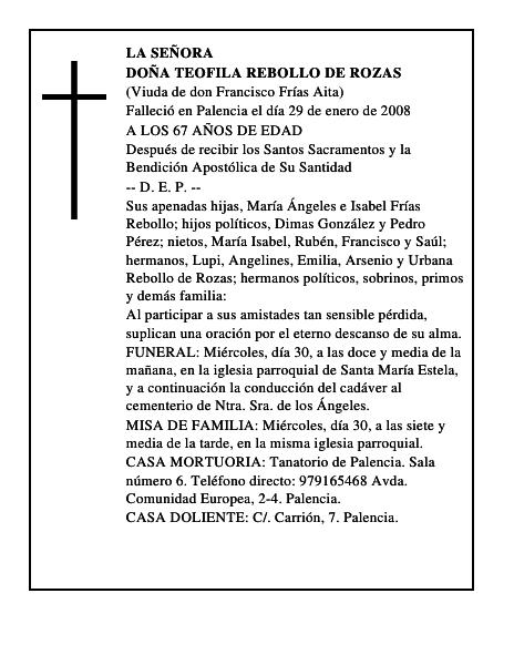 DOÑA TEOFILA REBOLLO DE ROZAS