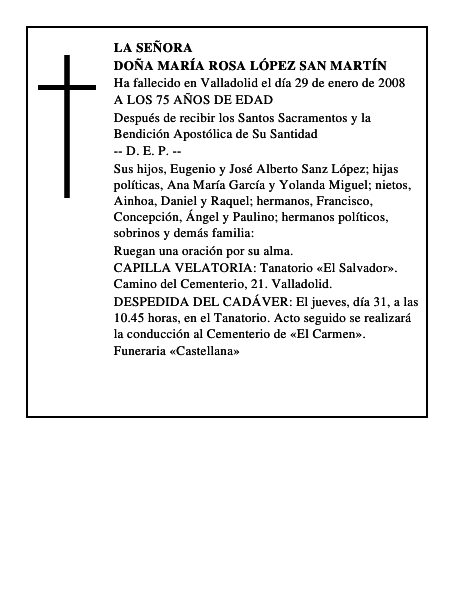 DOÑA MARÍA ROSA LÓPEZ SAN MARTÍN